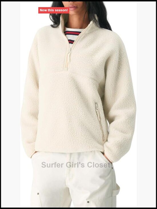 Jackets & Blazers - Women's Fleece Half Zip Pullover with Side Pockets Teddy Jacket
